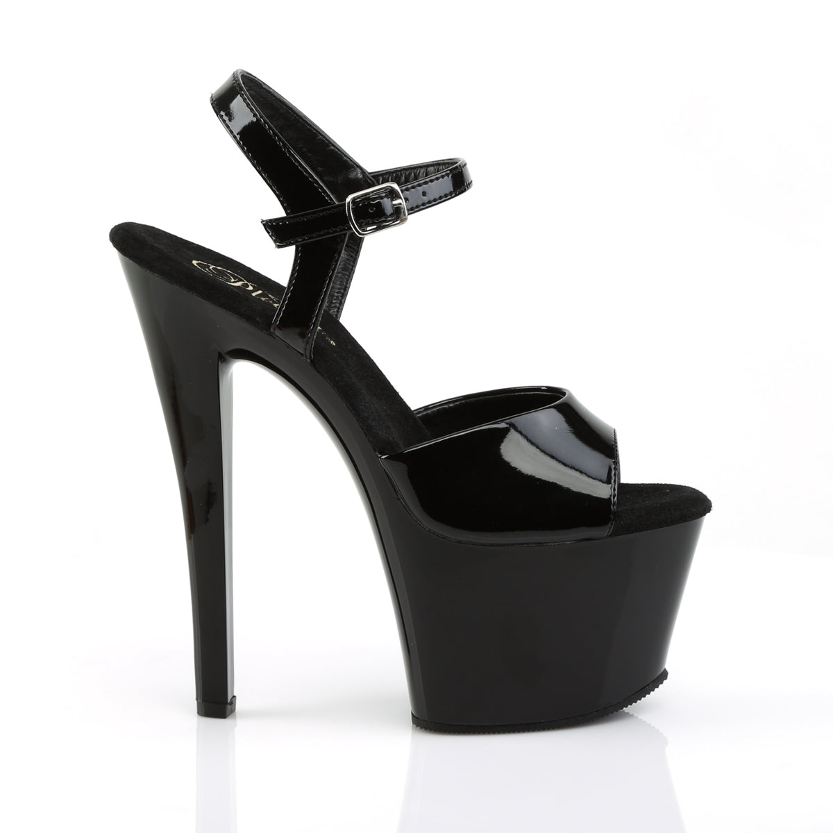 Pleaser SKY-309 Black Platform Sandals - 7 Inch Heels