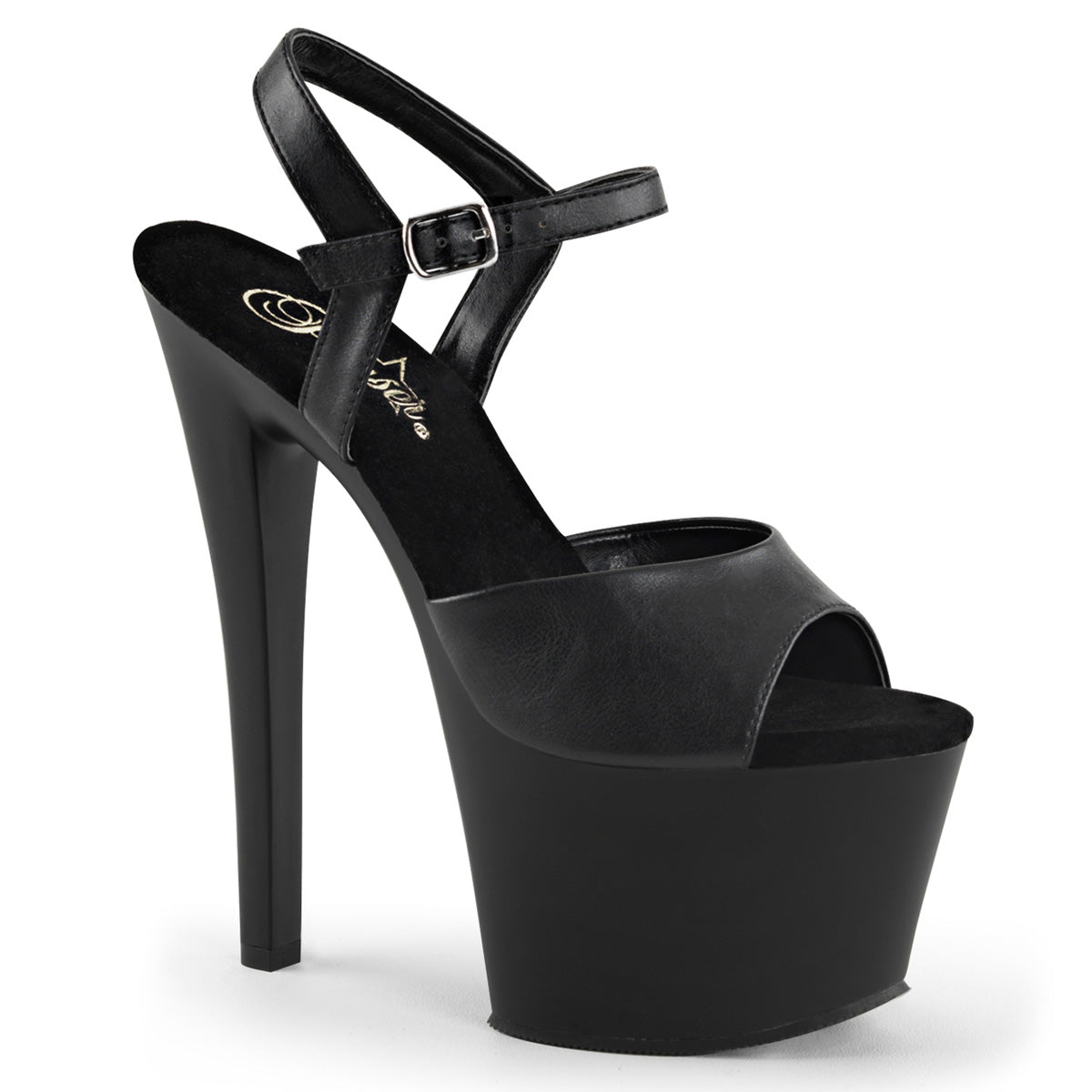 SKY-309 Pleaser Black 7 Inch Exotic Dancing Platform Shoes Black Faux Leather Black Matte
