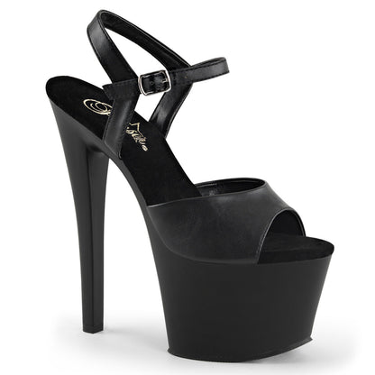 SKY-309 Pleaser Black 7 Inch Exotic Dancing Platform Shoes Black Faux Leather Black Matte