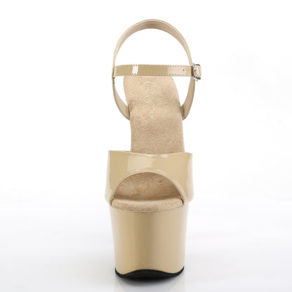 Pleaser SKY-309 Cream Platform Sandals - 7 Inch Heels