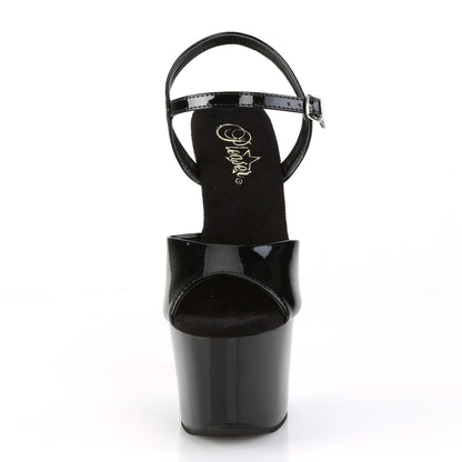 sky 309crs black silver pleaser sexy shoes 7 inch rhinestone bling heel platform ankle strap heels