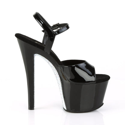 SKY-309CRS 7" Heel Black and Silver Pole Dancing Platforms-Pleaser- Sexy Shoes Fetish Heels