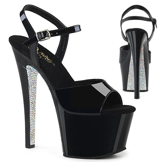 SKY-309CRS 7" Heel Black and Silver Pole Dancing Platforms-Pleaser- Sexy Shoes