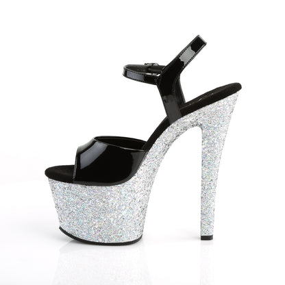 SKY-309LG Pleaser Black Silver 7 Inch Pole Dancer Platform High Heels