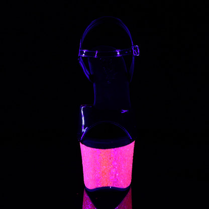 sky 309uvlg pleaser sexy shoes 7 inch heel ankle strap glitter sandals blacklight sensitive