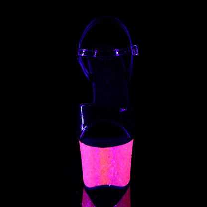 SKY-309UVLG Pleaser Black Pink 7 Inch Exotic Dancing Platform High Heels