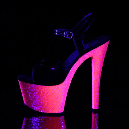 SKY-309UVLG Pleaser Black Pink 7 Inch Exotic Dancing Platform High Heels