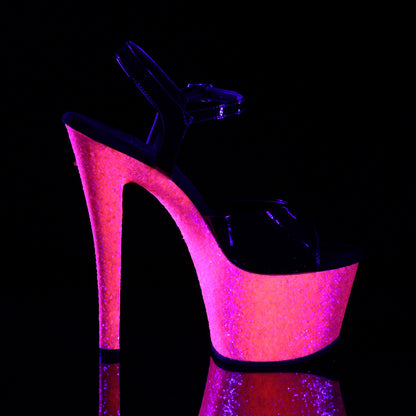 SKY-309UVLG Pleaser Black Pink 7 Inch Exotic Dancing Platform High Heels