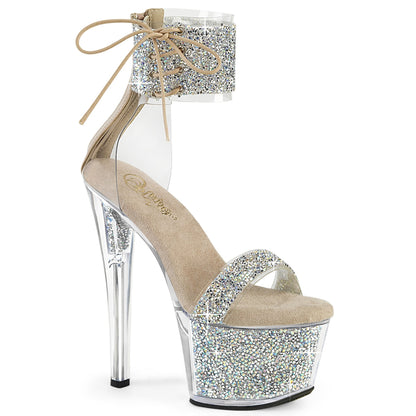 SKY-327RSI Pleaser Silver 7 Inch Pole Dancer Platform High Heels