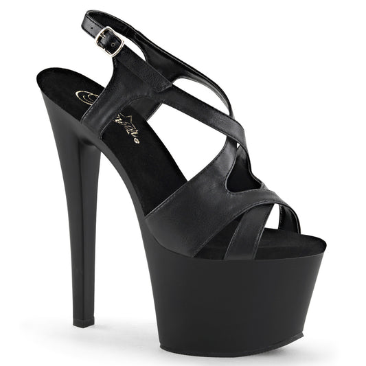 Pleaser SKY-330 Black / Black Matte Platform Sandals - 7 Inch Heels