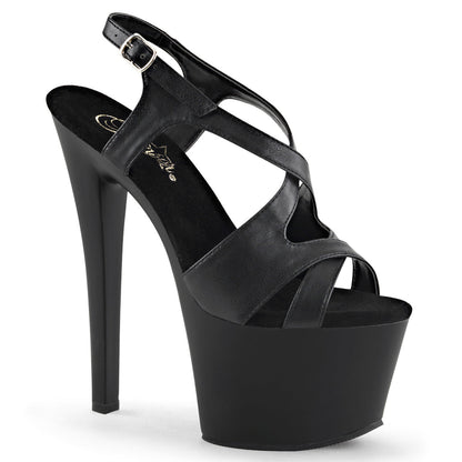 SKY-330 Pleaser Black 7 Inch Exotic Dancing Platform Shoes Black Faux Leather Black Matte
