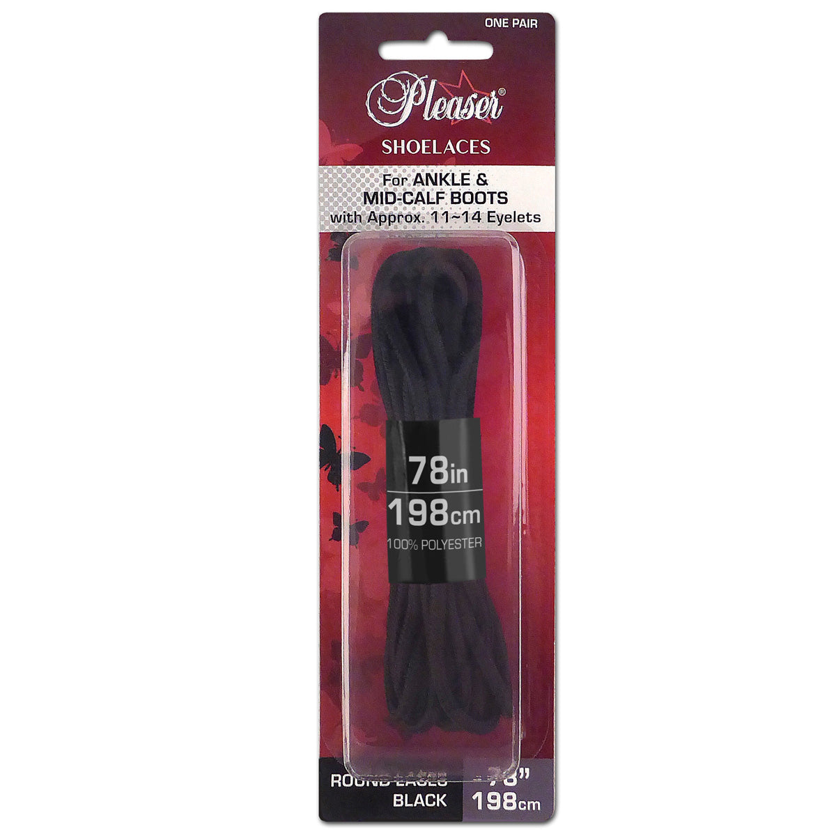 Pleaser SL-ANKLE-PL Boot Shoelaces - Black, Baby Pink, Red, White One Size Black