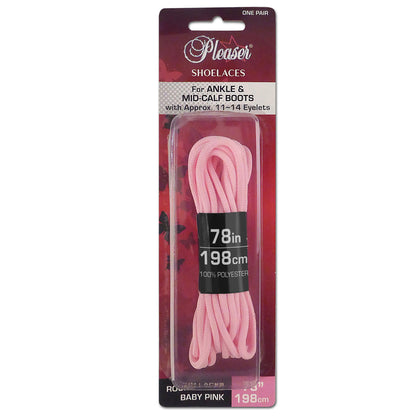 Pleaser SL-ANKLE-PL Boot Shoelaces - Black, Baby Pink, Red, White One Size Baby Pink