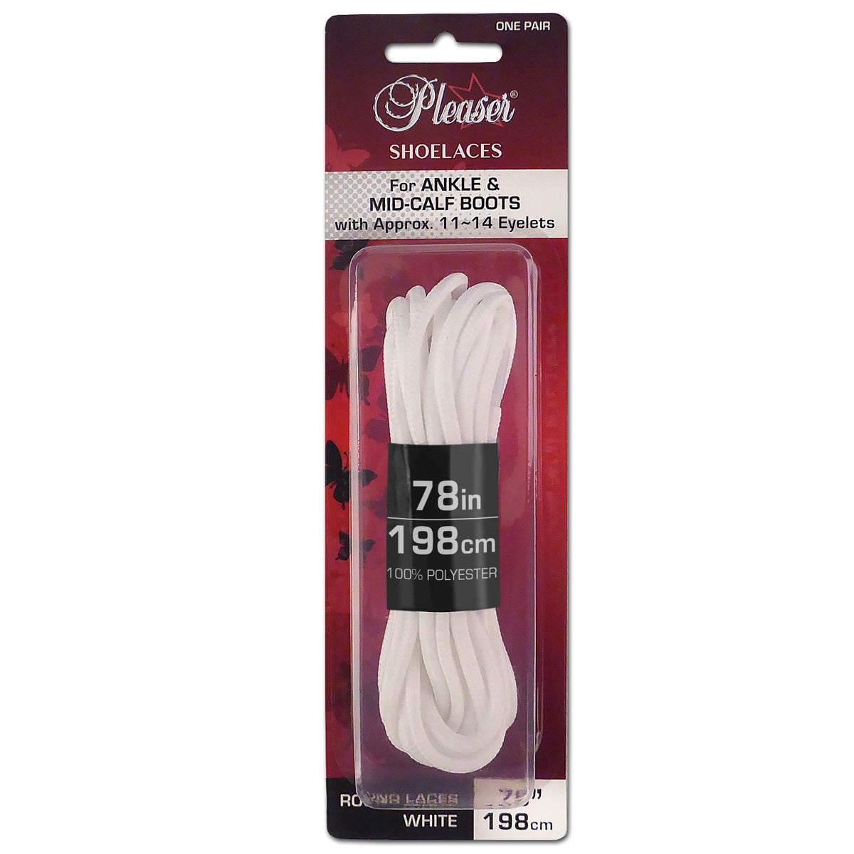 Pleaser SL-ANKLE-PL Boot Shoelaces - Black, Baby Pink, Red, White One Size White