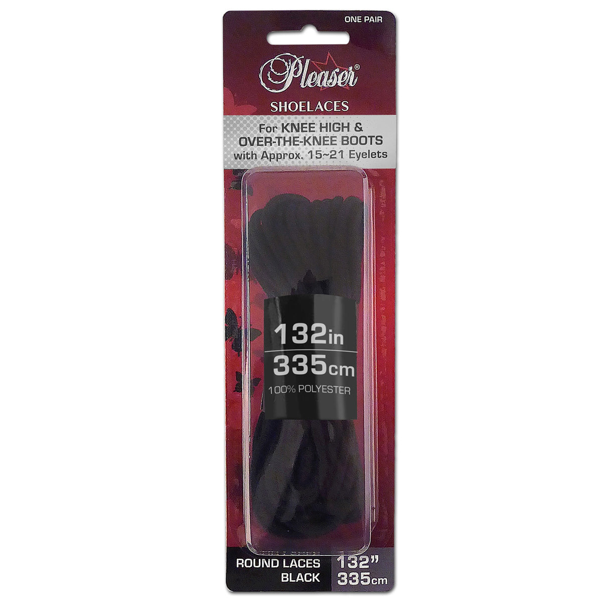 Pleaser SL-KNEE-PL Boot Shoelaces - Black, Baby Pink, Red, White One Size Black
