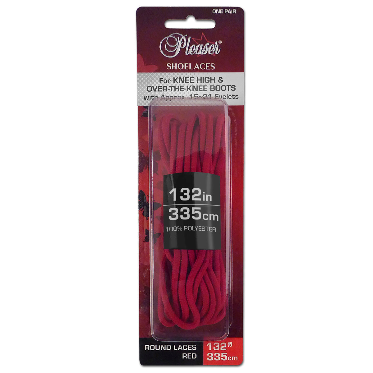 Pleaser SL-KNEE-PL Boot Shoelaces - Black, Baby Pink, Red, White One Size Red