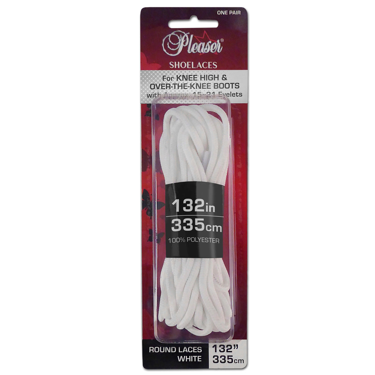 Pleaser SL-KNEE-PL Boot Shoelaces - Black, Baby Pink, Red, White One Size White