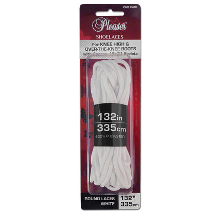 Pleaser SL-KNEE-PL Boot Shoelaces - Black, Baby Pink, Red, White One Size White
