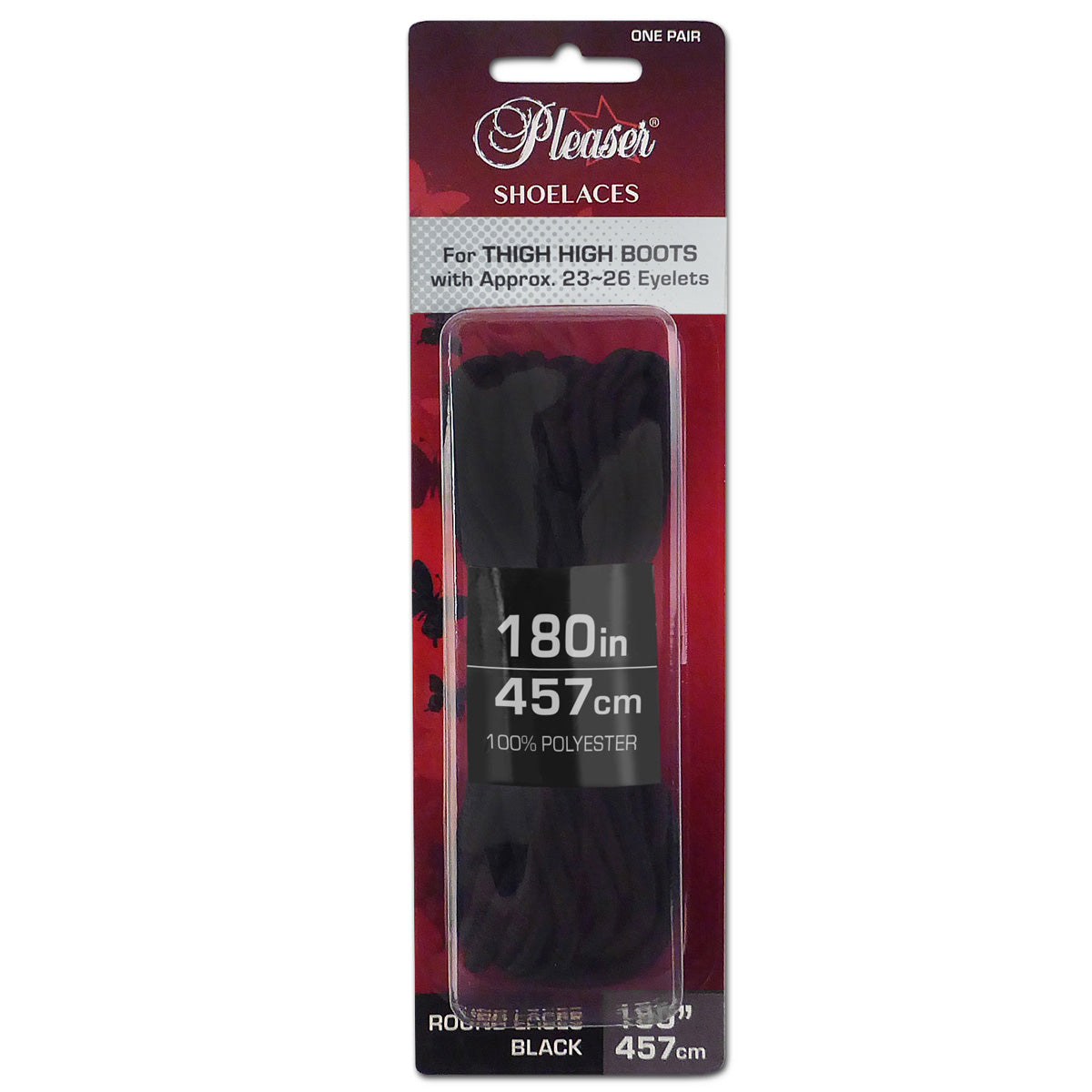 Pleaser SL-THIGH-PL Boot Shoelaces - Black, Baby Pink, Red, White One Size Black