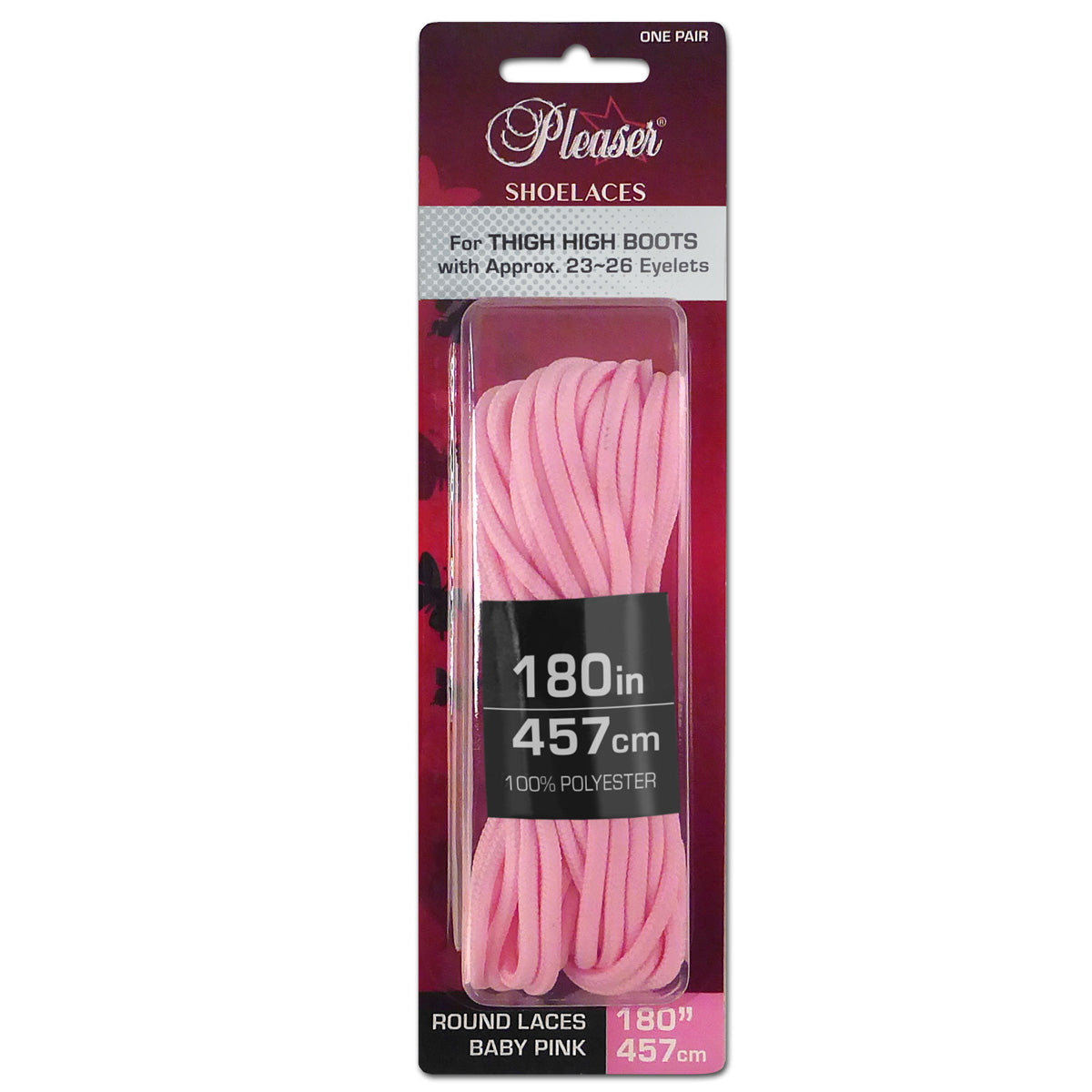 Pleaser SL-THIGH-PL Boot Shoelaces - Black, Baby Pink, Red, White One Size Baby Pink