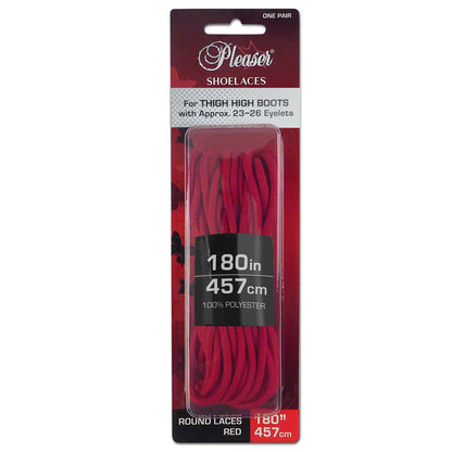 Pleaser SL-THIGH-PL Boot Shoelaces - Black, Baby Pink, Red, White One Size Red