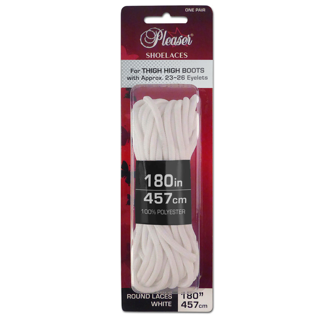 Pleaser SL-THIGH-PL Boot Shoelaces - Black, Baby Pink, Red, White One Size White