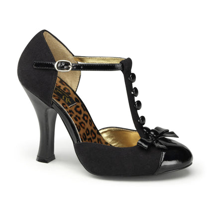 SMITTEN-10 Pin Up Couture Black 4 Inch Vintage Glamour Heels Black M. Suede-Black Patent