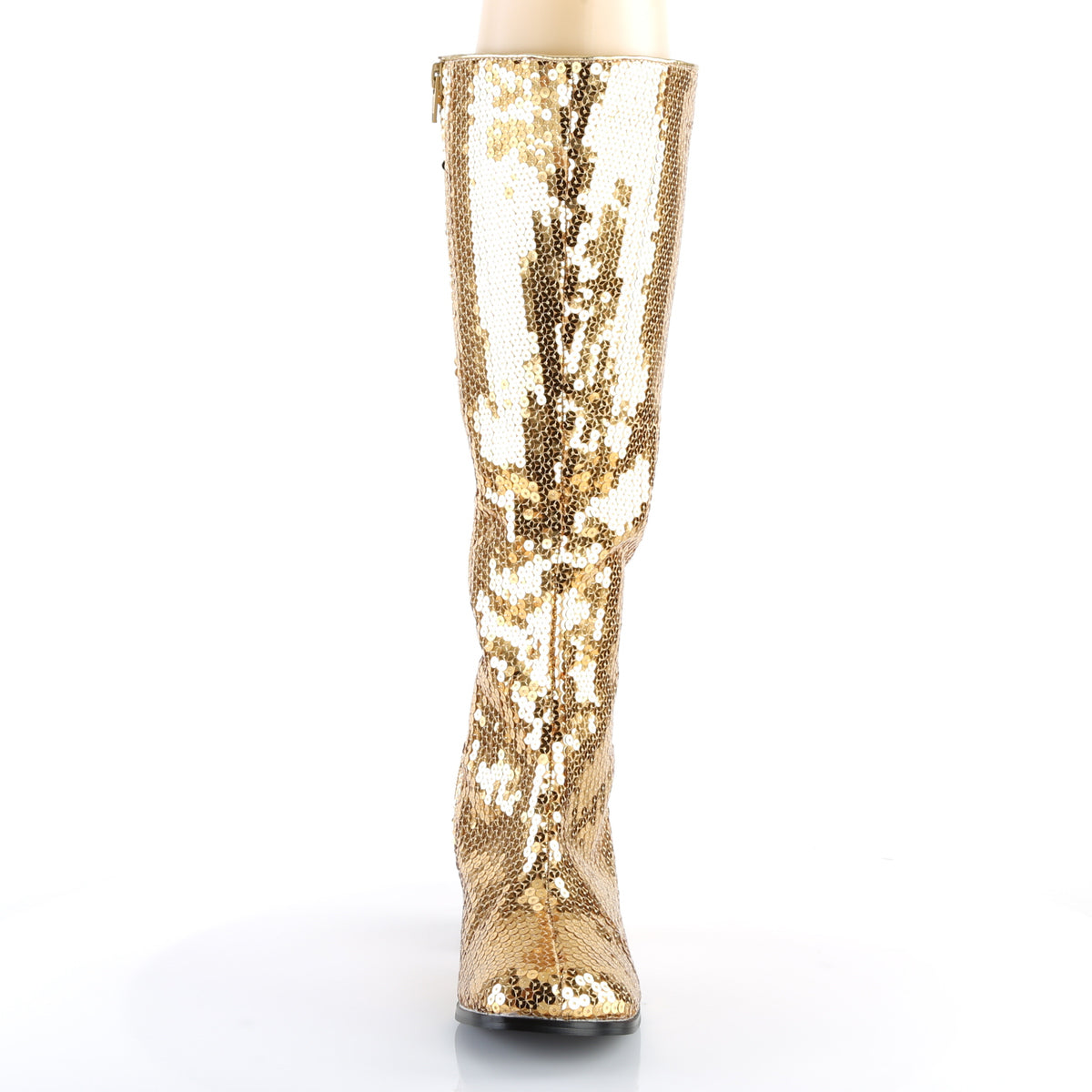 Bordello SPECTACUL-300SQ Gold Sequins Sequin Knee High Boots - 3 Inch Heels