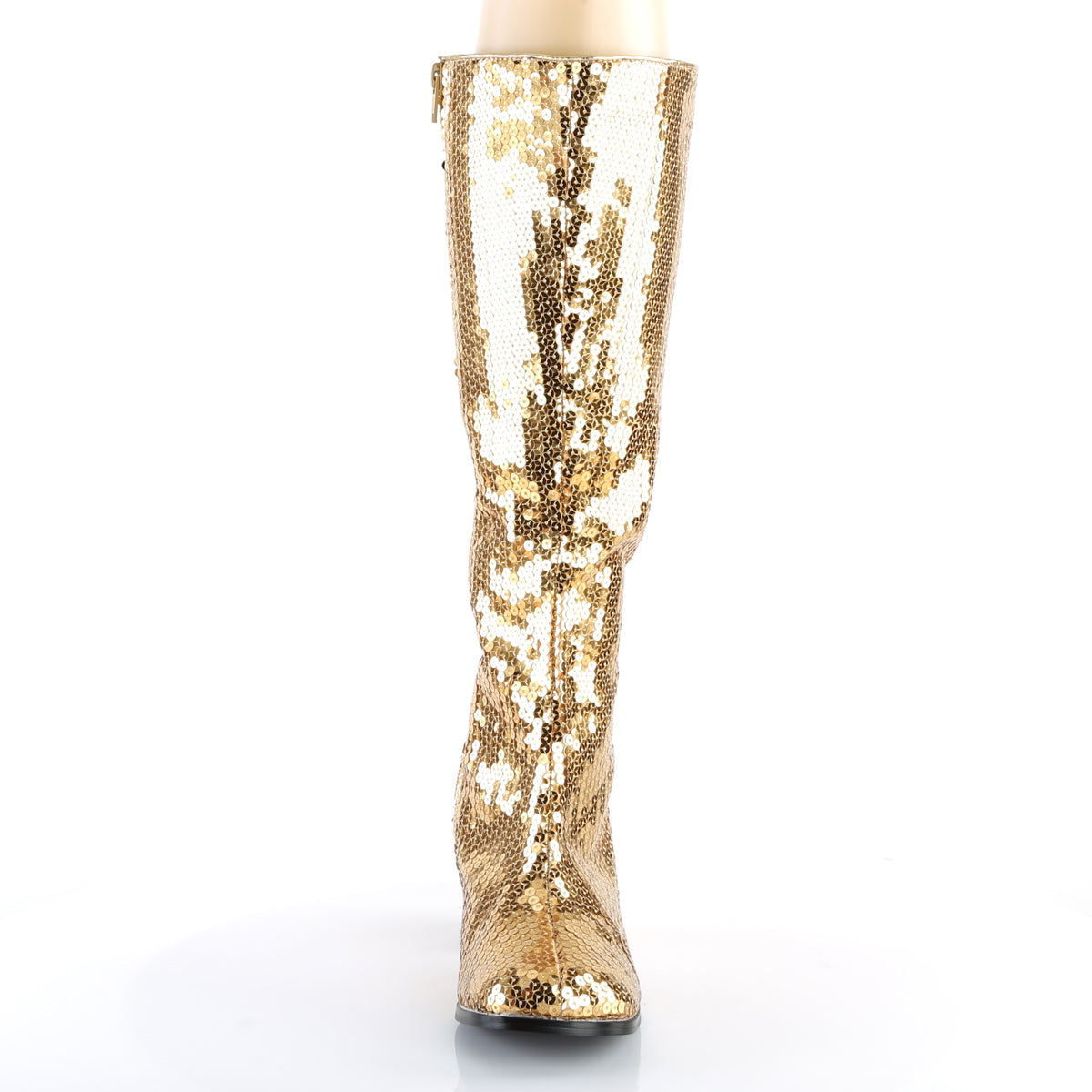 SPECTACUL-300SQ Bordello Gold Sequins 3 Inch Burlesque Boots