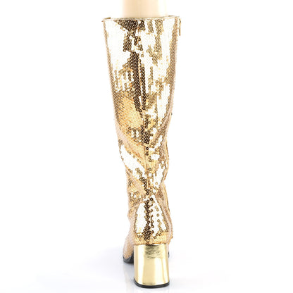 SPECTACUL-300SQ Bordello Gold Sequins 3 Inch Burlesque Boots