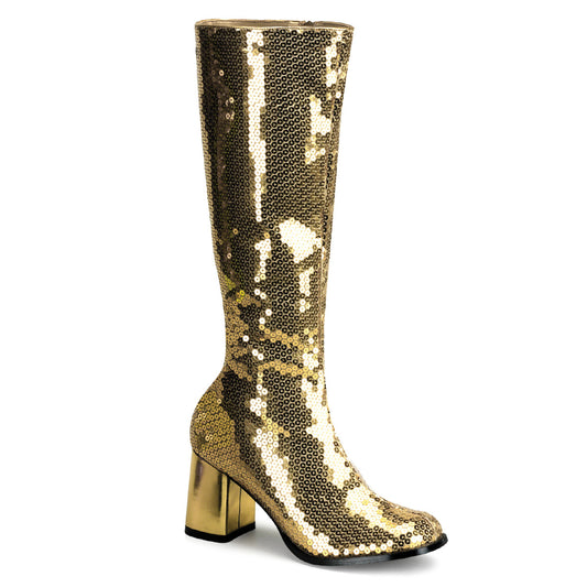 SPECTACUL-300SQ Bordello Gold Sequins 3 Inch Burlesque Boots
