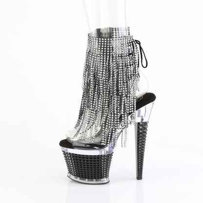 SPECTATOR-1017RSF Pleaser Clear Black 7 Inch Pole Dancer Ankle Boots