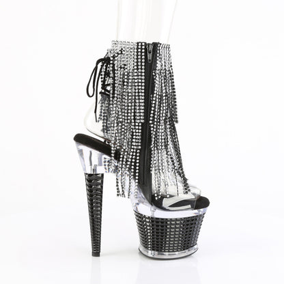 SPECTATOR-1017RSF Pleaser Clear Black 7 Inch Pole Dancer Ankle Boots