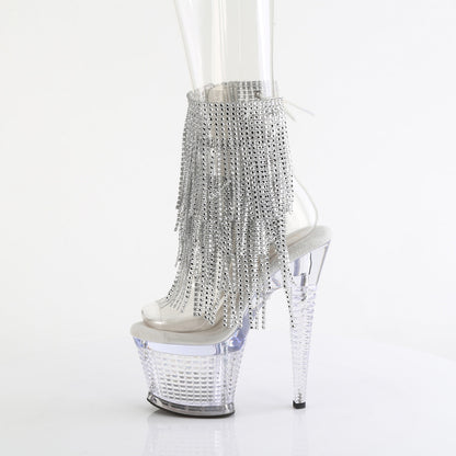 SPECTATOR-1017RSF Pleaser Clear 7 Inch Fetish Pole Ankle Boots