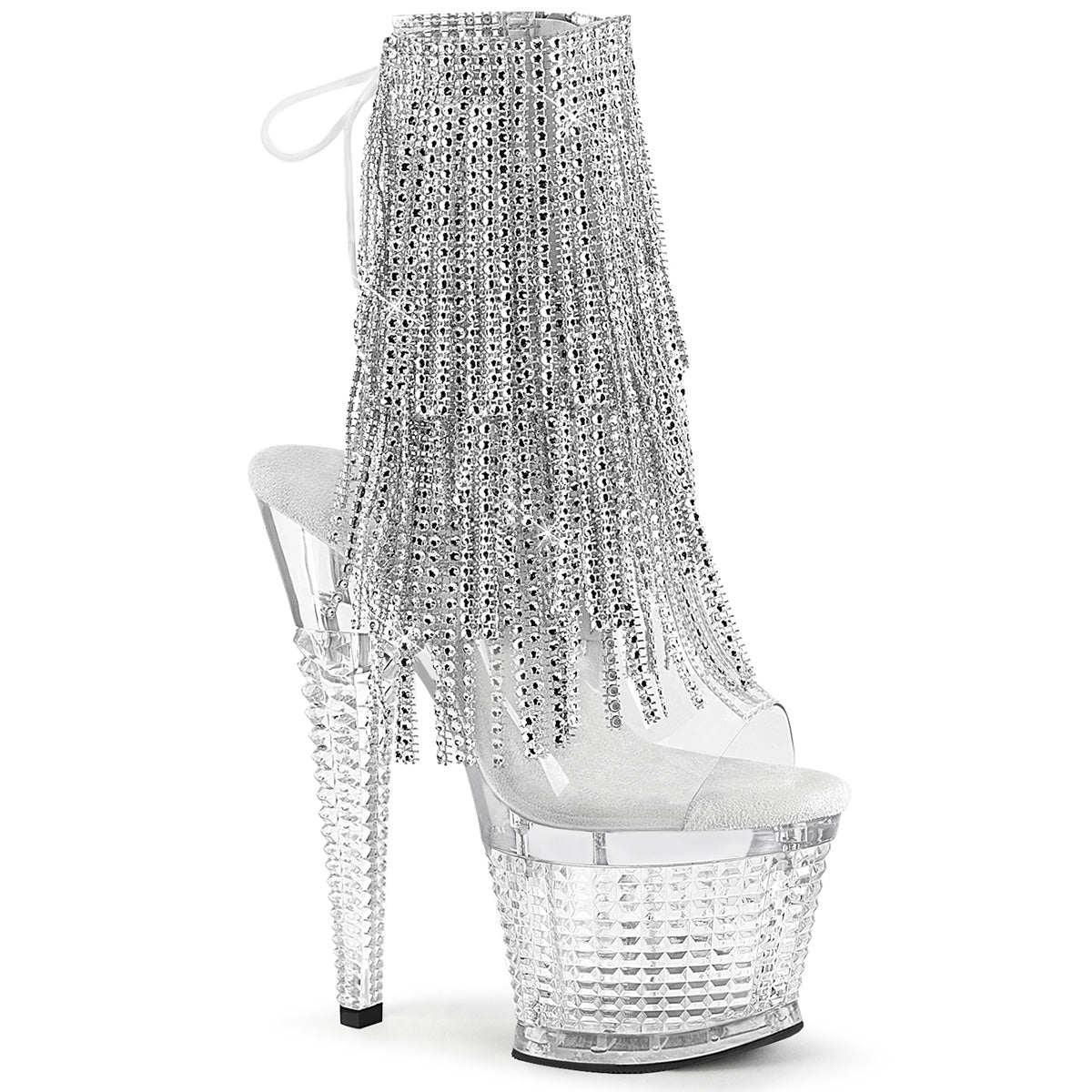 SPECTATOR-1017RSF Pleaser Clear 7 Inch Fetish Pole Ankle Boots