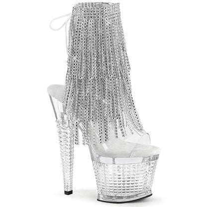 SPECTATOR-1017RSF Pleaser Clear 7 Inch Fetish Pole Ankle Boots