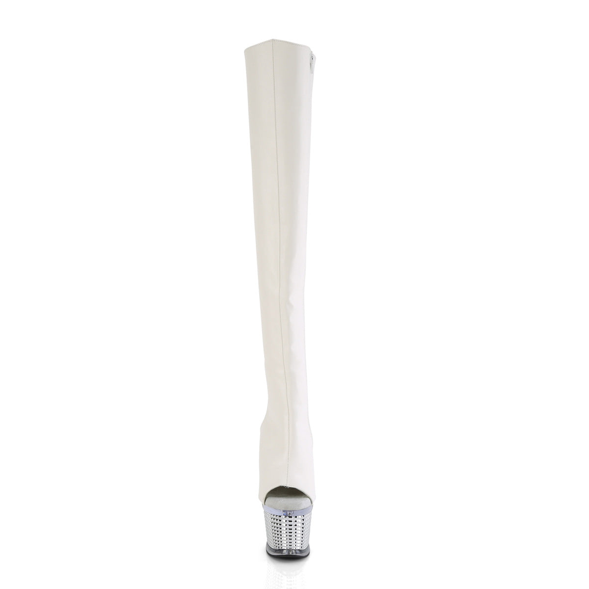 SPECTATOR-3019 Pleaser White 7 Inch Fetish Pole Thigh High boots