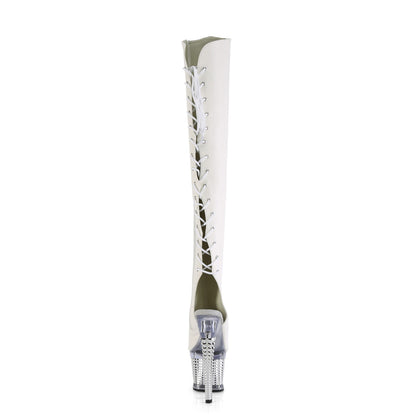 SPECTATOR-3019 Pleaser White 7 Inch Fetish Pole Thigh High boots