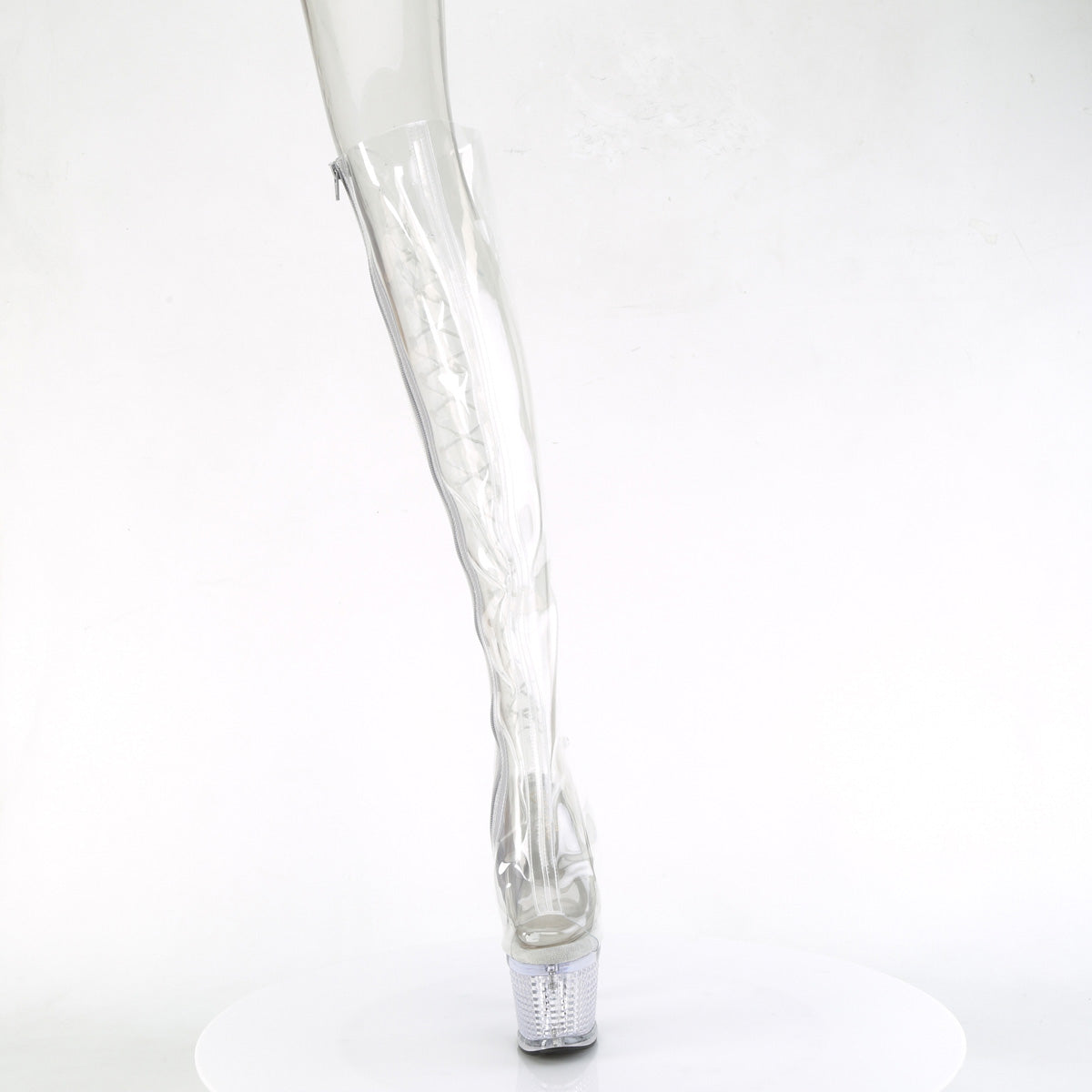 SPECTATOR-3019C Pleaser Clear 7 Inch Pole Dancer Thigh High boots