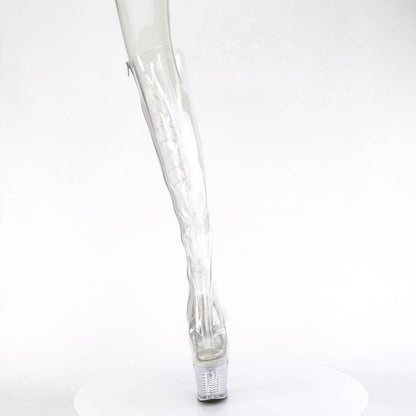 SPECTATOR-3019C Pleaser Clear 7 Inch Pole Dancer Thigh High boots