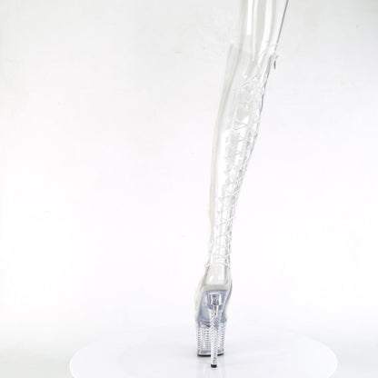SPECTATOR-3019C Pleaser Clear 7 Inch Pole Dancer Thigh High boots