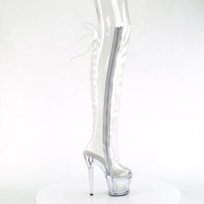 SPECTATOR-3019C Pleaser Clear 7 Inch Pole Dancer Thigh High boots
