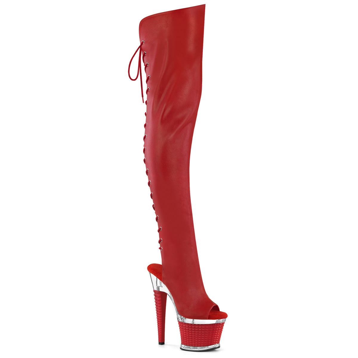 SPECTATOR-3030 Pleaser Red Pole Dancing Thigh High Boots