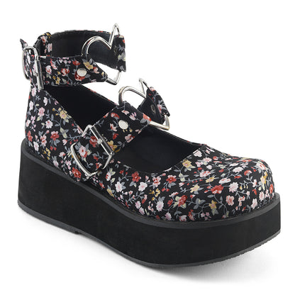 Demonia SPRITE-02 Floral Fabric Platform Mary Jane Shoes