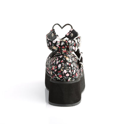 Demonia SPRITE-02 Floral Fabric Platform Mary Jane Shoes