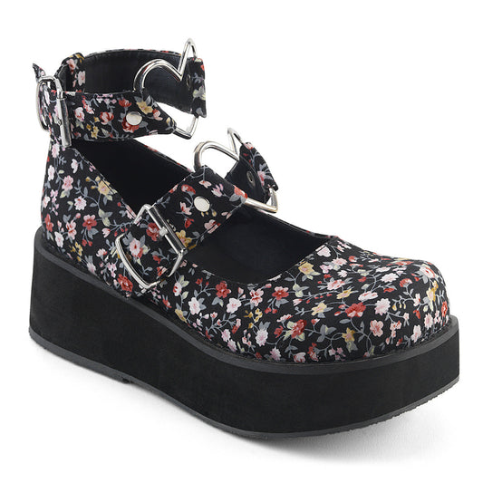 SPRITE-02 Demonia Cult Floral Fabric Alternative Footwear