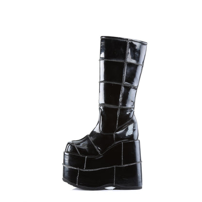 Demonia STACK-301 Black Platform Knee High Boots