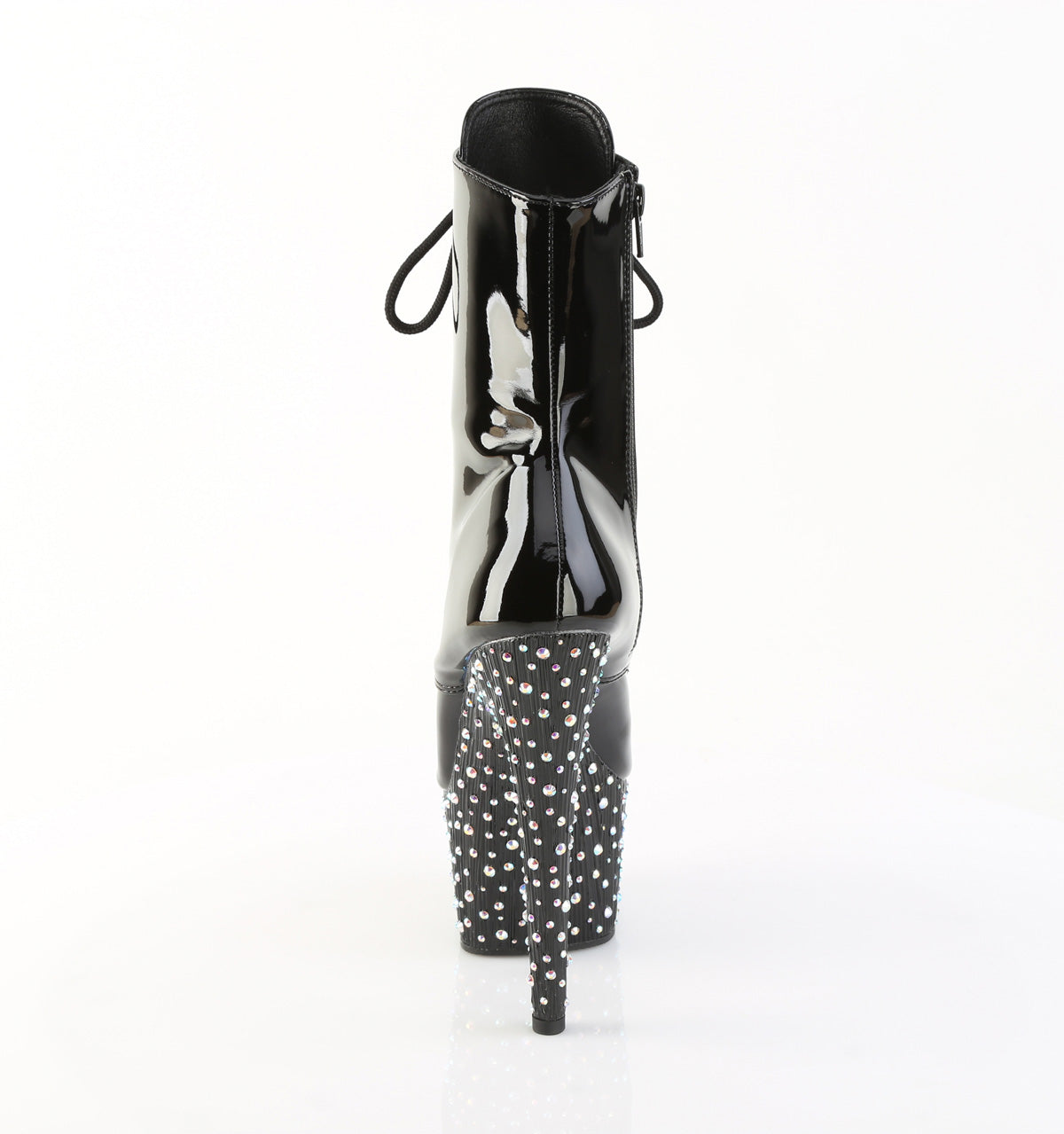Pleaser STARDANCE-1020 Black / Black-Silver Multicolour Rhinestones Rhinestone Lace-Up Platform Ankle Boots - 7 Inch Heels
