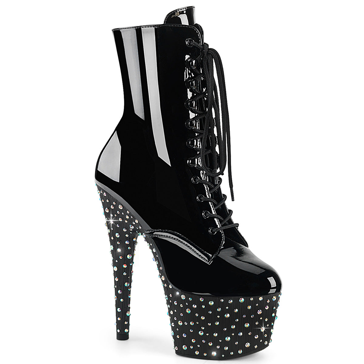 STARDANCE-1020 Pleaser Black/Silver Sexy Platform Shoes (Pole Dancing Heels)