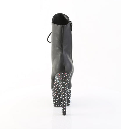 Pleaser STARDANCE-1020 Black / Black-Silver Multicolour Rhinestones Rhinestone Lace-Up Platform Ankle Boots - 7 Inch Heels